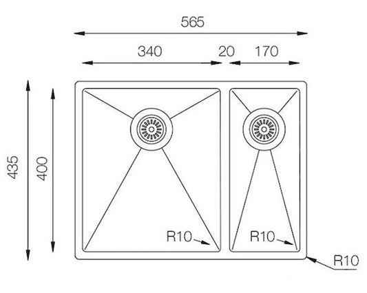 ColorX TNL 340.70.30 Rose Gold 1.5 Bowl Undermount/Inset kitchen sink 530x400mm