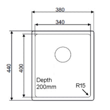 Load image into Gallery viewer, 380 x 440 mm Undermount/inset Kitchen Sink, Handmade, Satin Stainless Steel Kitchen Sink (TJM0036)