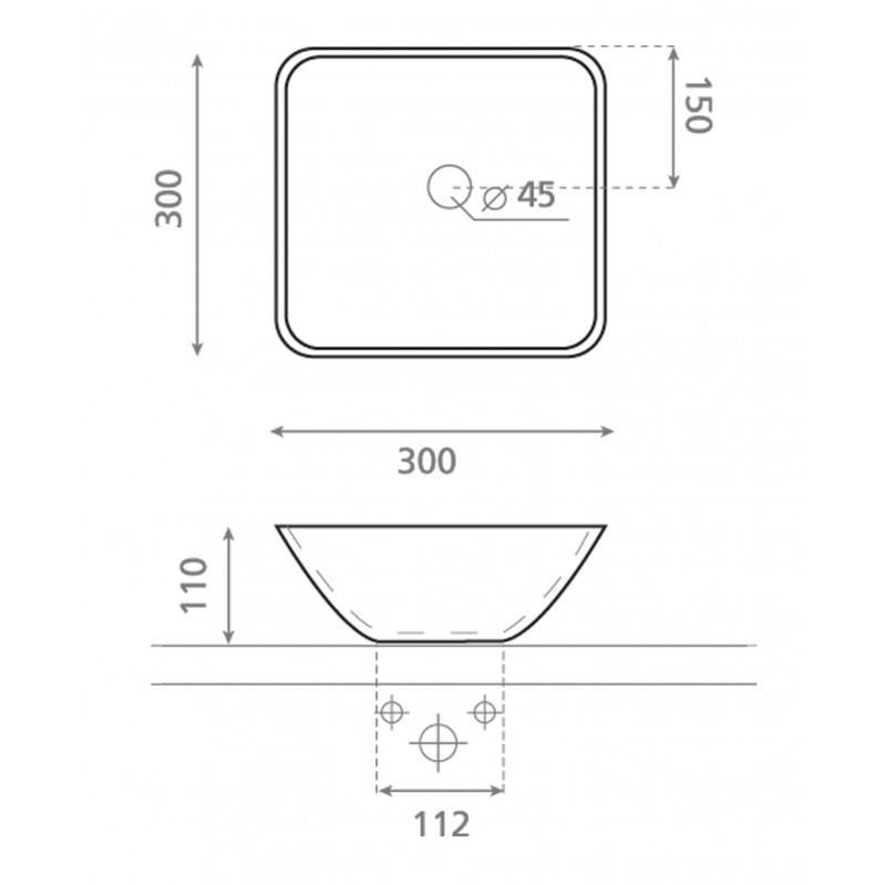 BAVIERA TOPCOUNTER WASHBASIN BLACK (4050/NE)