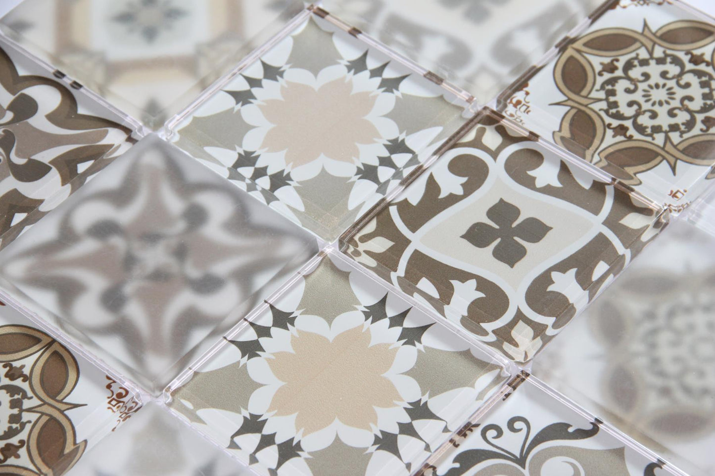 Brown Patterned Glass Mosaic Tiles (MT0181)