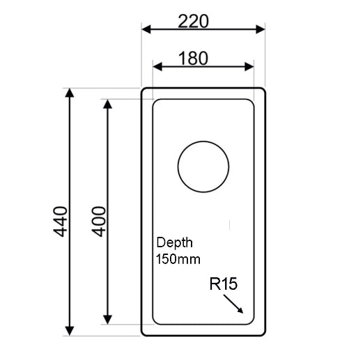 440x220 Undermount/Inset 0.5 Bowl Stainless Steel Kitchen Sink ideal for campervans (TJM0038)