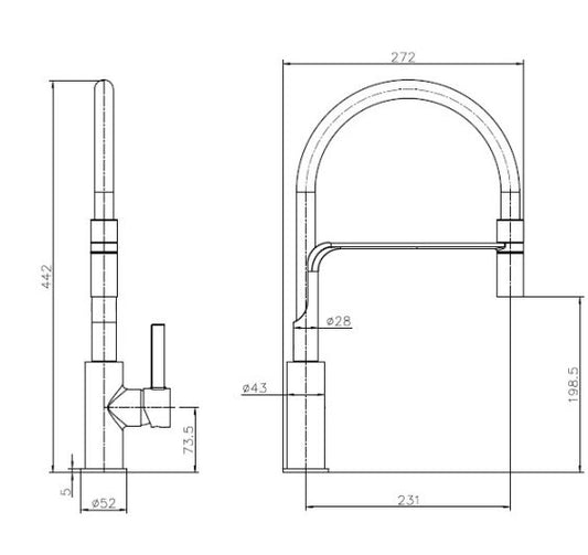 Reginox AURORA CH II Kitchen mixer tap Chrome