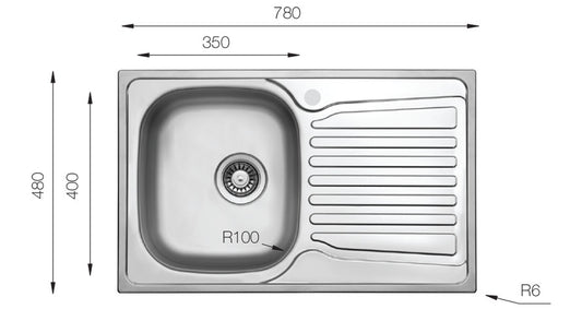 UKinox CO 780.480 Satin Stainless Steel 1 Bowl inset kitchen sink