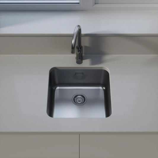 UKinox D 400/R50 Single Bowl Polished Stainless Steel Undermount kitchen sink