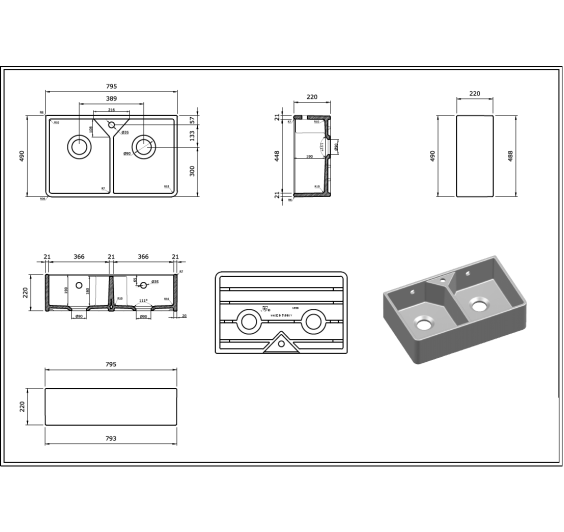 Reginox Dublin II White Ceramic 2 bowl kitchen sink