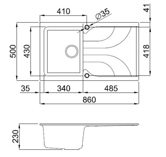 Reginox EGO 860x500 Composite Single Bowl Reversible Inset Kitchen sink