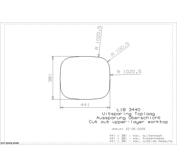 Reginox L183440OKG 1 bowl Undermoun/Inset SS Kitchen Sink 440x380mm