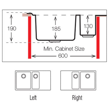 UKinox LN 1000.500.15 Polished 1.5 Bowl Stainless Steel inset kitchen sink