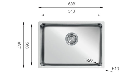 UKinox Micro 1 Bowl Polished Stainless Steel Undermount/Inset kitchen sink 548x395mm