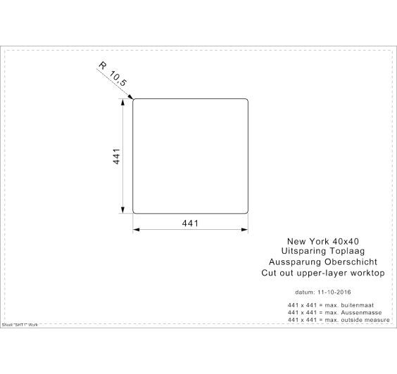 Reginox New York 40x40L Inset/Undermount 1 bowl SS Kitchen Sink
