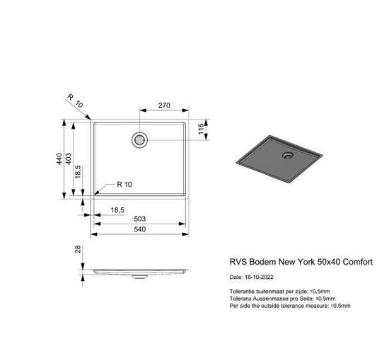 Reginox New York 50x40 BP Inset/Undermount Drainer SS Kitchen Sink