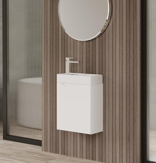 100% WaterProof VRB Pandora Gloss White 400mm Rigid PVC Wall Hung Compact Unit PVC400WH_WHITE