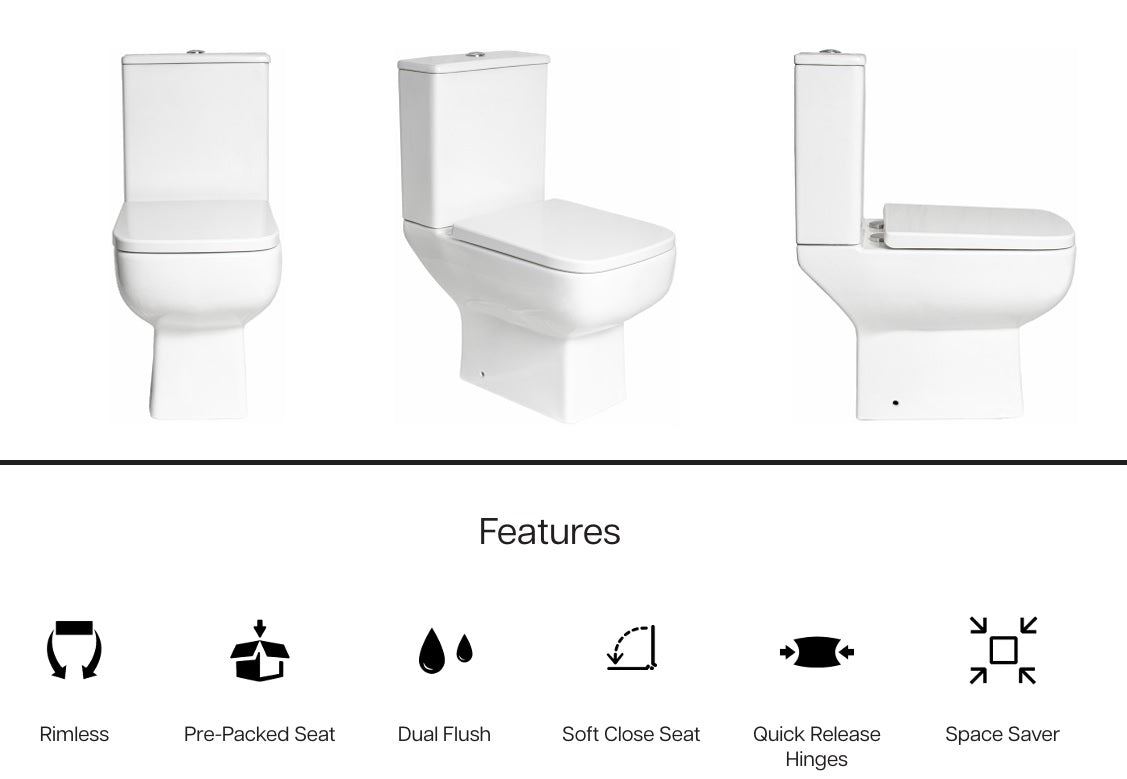 VRB Pro 600 Close Coupled Square Rimless Toilet 1005R_HD