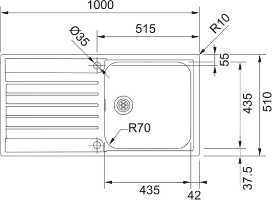 Franke ARGOS AGX 611-100 REV Stainless Steel Inset Kitchen Sink