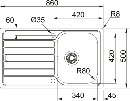 Franke SPARK SKN 611-86 REV Stainless Steel Inset Kitchen Sink