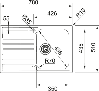 Franke ARGOS AGX 611-78 REV Stainless Steel Inset Kitchen Sink