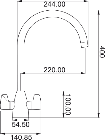 Franke Davos 'J' Tap Decor Steel Kitchen Mixer Tap