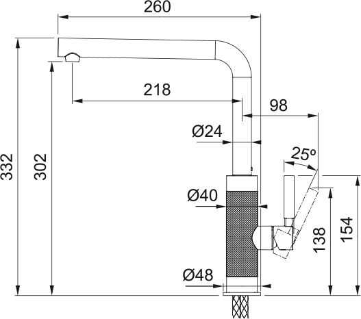 Tessuto L Spout Polished Nickel Kitchen Mixer Tap