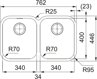 Franke Smart SRX 120-34-34 Stainless Steel Undermount Kitchen Sink