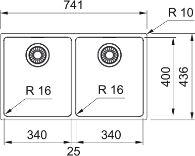 Franke Maris MRX 220/120-34-34 Inset Kitchen Sink