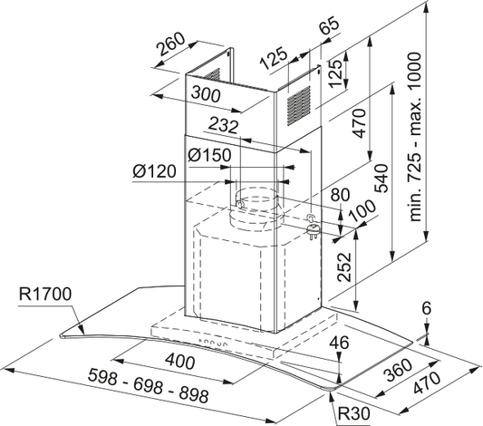 Franke T-Glass Ray 90 FGC 925 XS NP