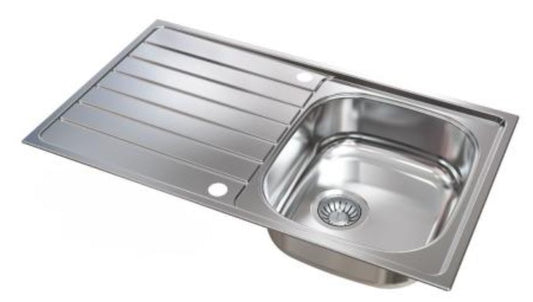 1810 BILANCIO UNO 860x500mm reversible Inset Satin Stainless Steel 1 bowl kitchen sink