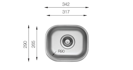 UKinox D 265 Single Bowl Polished Stainless Steel Undermount kitchen sink