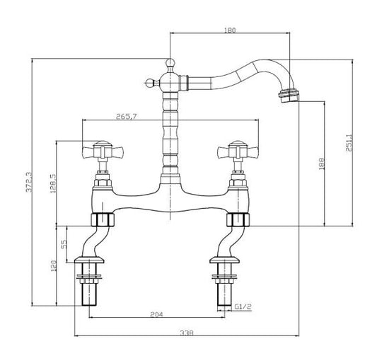 Reginox Velino CH 2 hole Kitchen mixer tap chrome