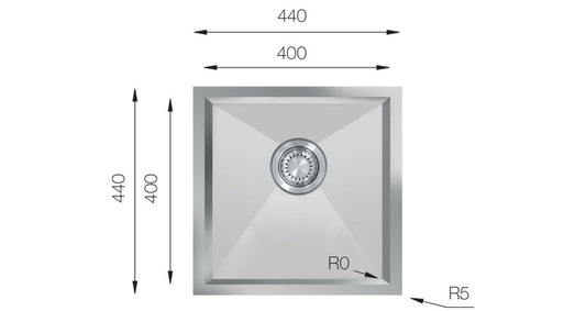 UKinox Zeroline 1 Bowl Polished Handmade SS Undermount/Inset kitchen sink 340x400mm