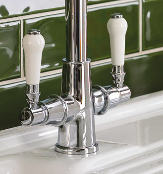 Häfele Keswick Mixer Tap, Dual Level. C-Spout, 2 finishes