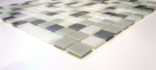 Grey & White Iridescent Mix Glass Mosaic Tiles (MT0167)