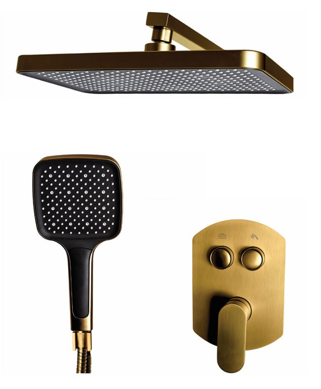 VRB Flow Concealed Brushed Brass Shower Mixer Set 0106