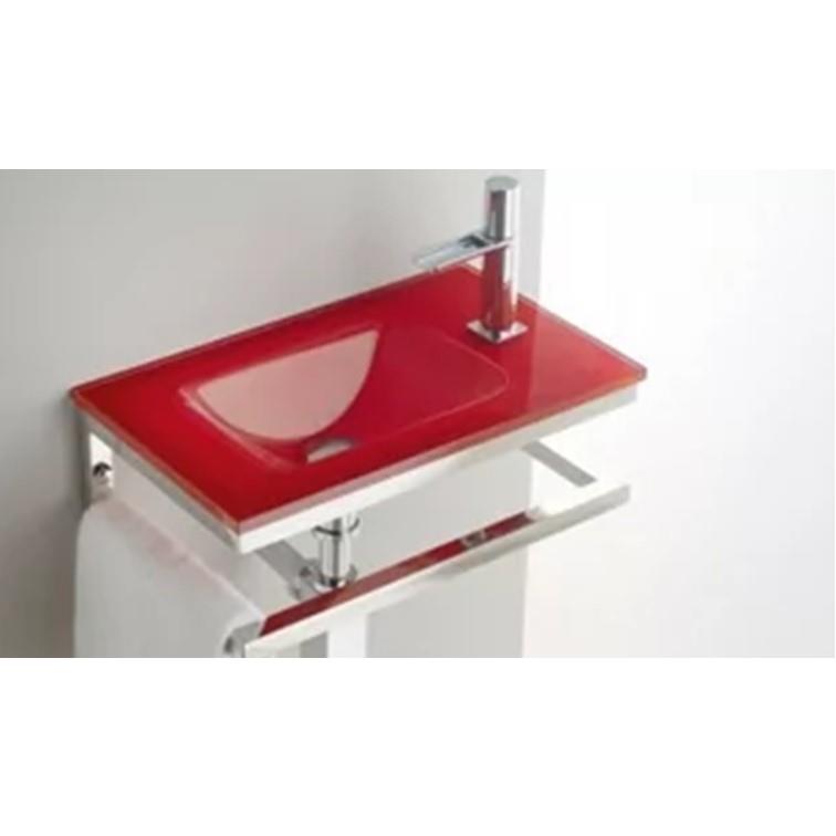 RED GLASS COUNTERTOP WASHBASIN 50X30X11CM (3012RJ) SP0081