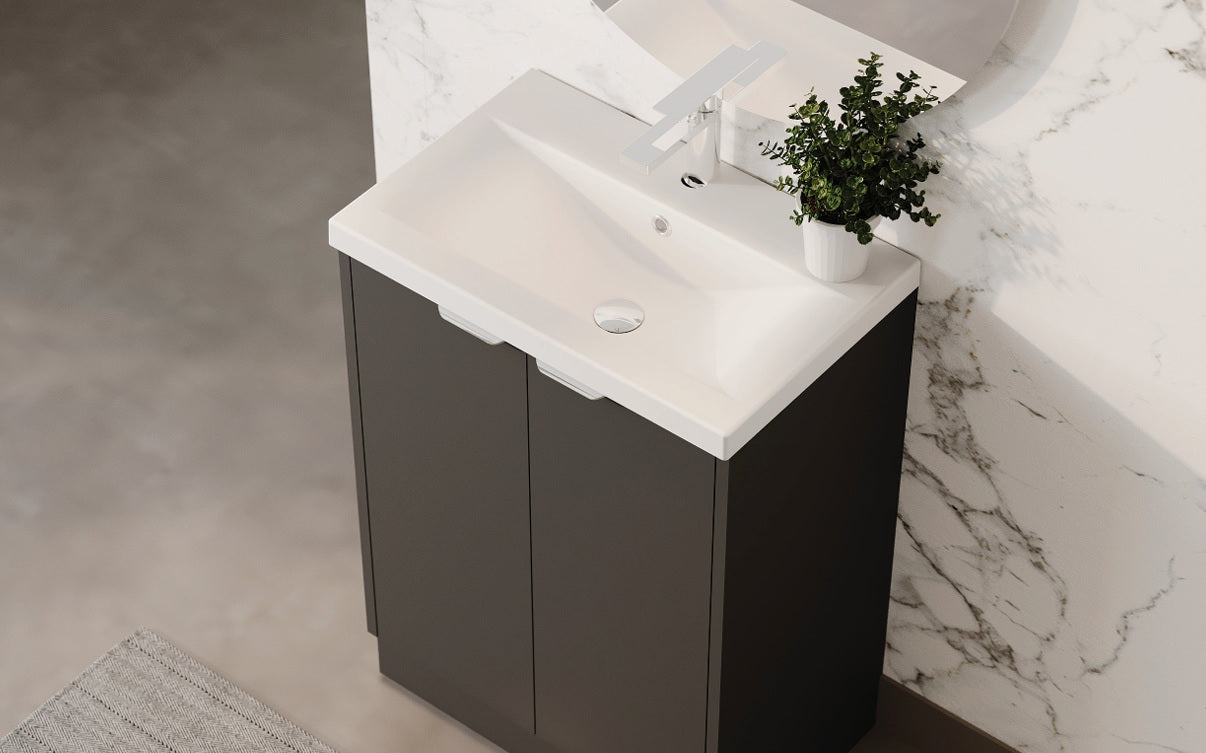100% WaterProof VRB Eterna Matte Grey PVC 600mm Rigid Floor Standing Vanity Unit SP600FS_GREY