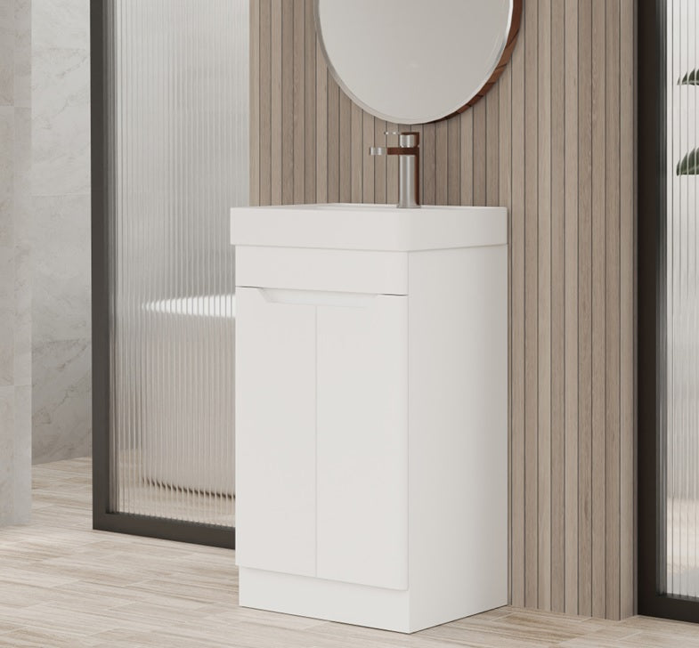 100% WaterProof VRB Lustra Gloss White 500/600/700/800mm Rigid, PVC Floor Vanity Unit
