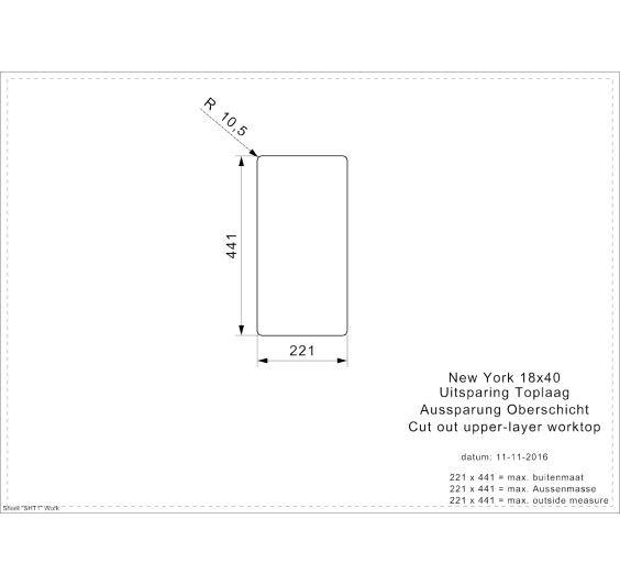 Reginox New York 18x40L Inset/Undermount 0.5 bowl SS Kitchen Sink