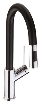 Abode Virtue Nero Mixer Tap, Single Lever, Pull Out Spray AT1244 - Polished chrome/matt black