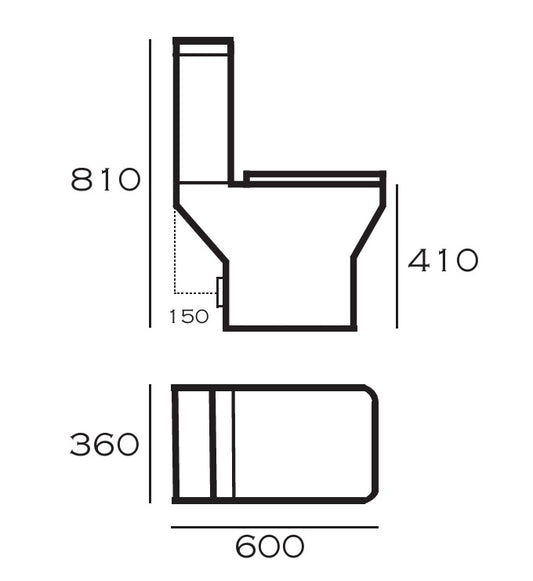 VRB Pro 600 Close Coupled Square Rimless Toilet 1005R_HD