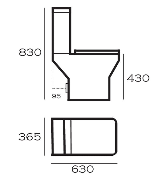VRB Pure Close Coupled Square Rimless Toilet