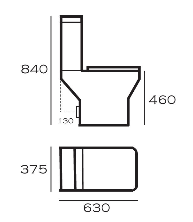 VRB Pure Close Coupled Square Rimless Toilet