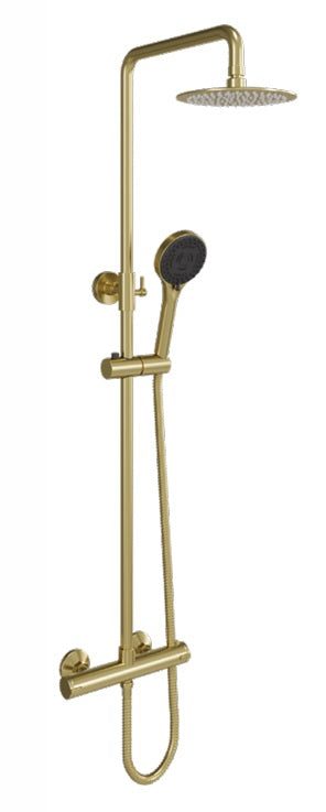 VRB Pluto Round Brushed Brass Thermostatic Shower Kit 0100BB