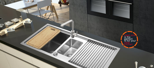 UKinox MF 1000.500.15 Polished 1.5 Bowl Stainless Steel Inset kitchen sink