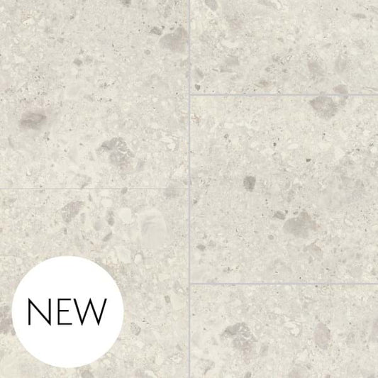 Multipanel XL Offset Tile Collection White Terrazzo Shower Panels 598x2400 MT0020A