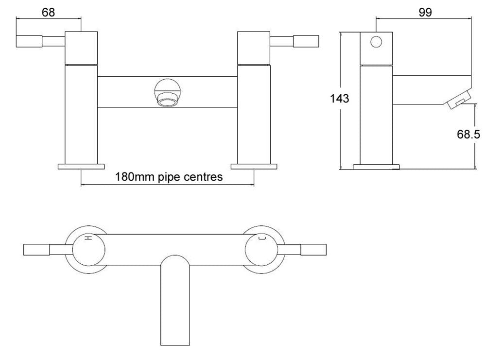Minimalist Chrome Bath Filler Mixer Tap (Lola 5)