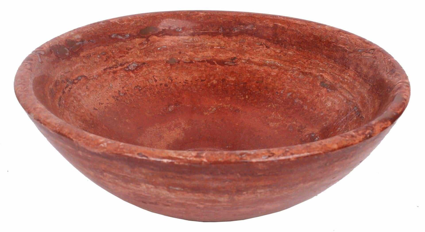 Round Red Travertine Stone Counter Top Basin in 3 Sizes (B0063, B0064, B0065)