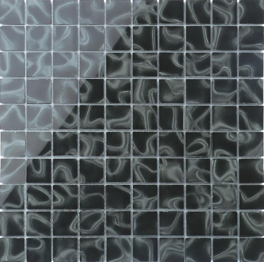 Mosaic pattern of black and gray tiles with wavy texture