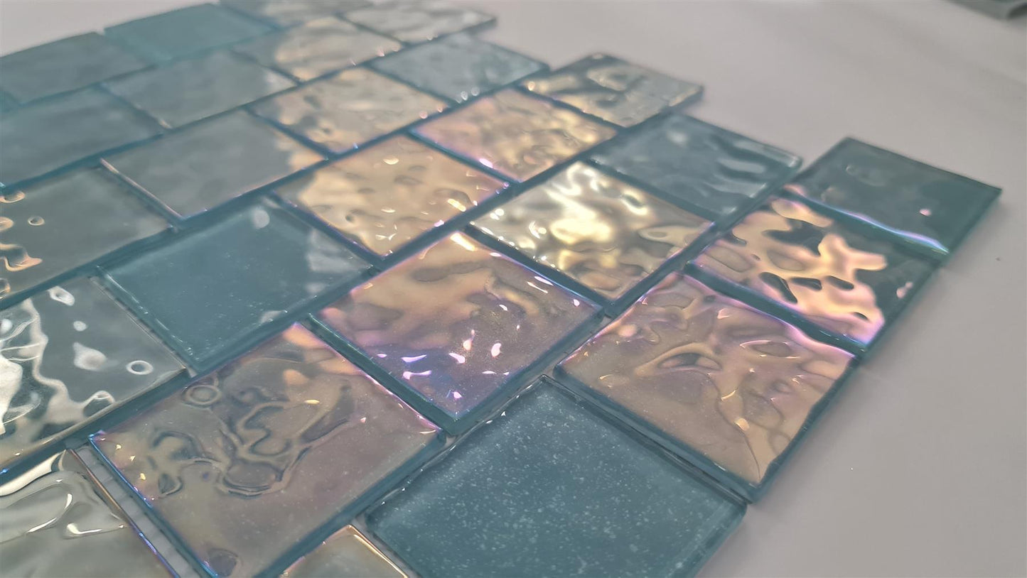 Blue Iridescent Unicorn Glass Mosaic Tiles (MT0203)