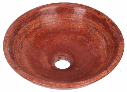 Red Travertine marble Stone Round Basin 300mm diameter B0065