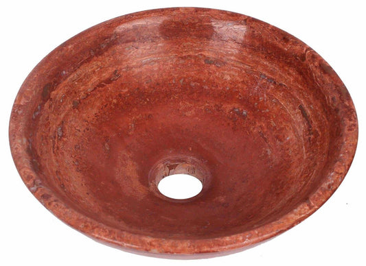Red Travertine marble Stone Round Basin 300mm diameter B0065