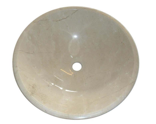 Crema Marfil marble Stone Round Bowl Bathroom Wash Basin 400mm diameter (B0069)